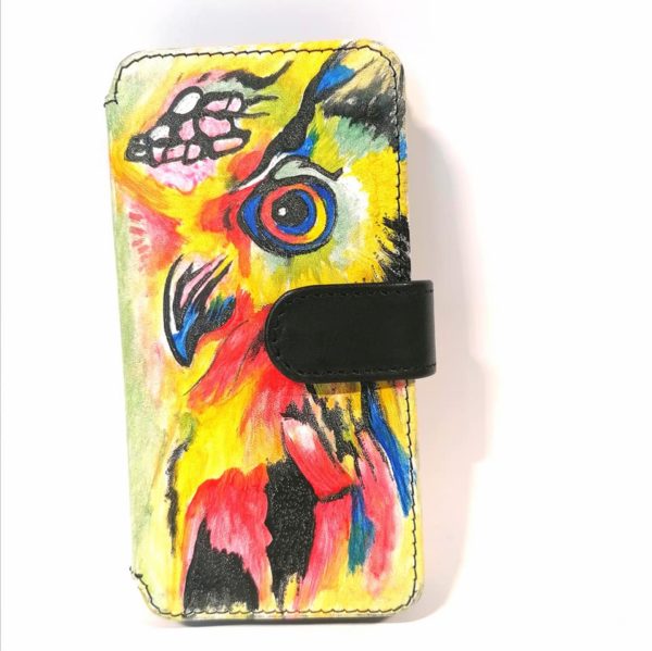 iPhone 12 Cover Leder bunt Eule